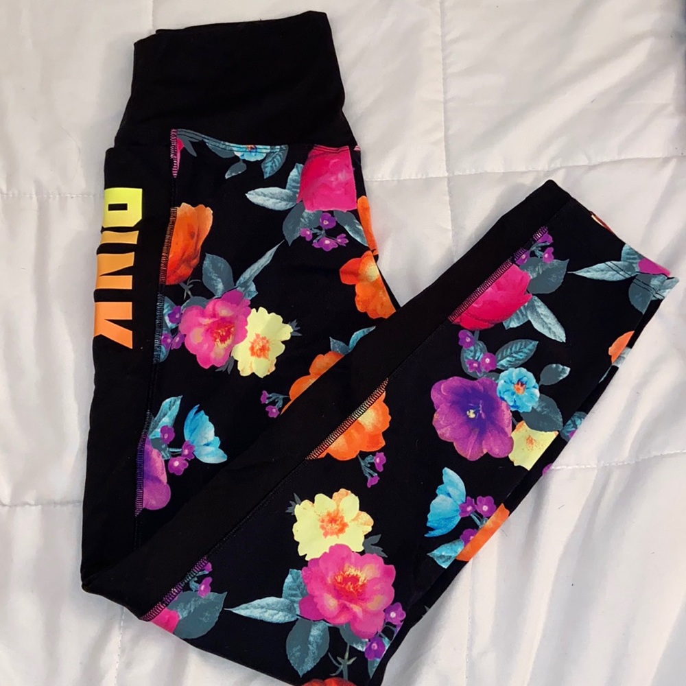 Pink Victoria’s Secret floral leggings size small